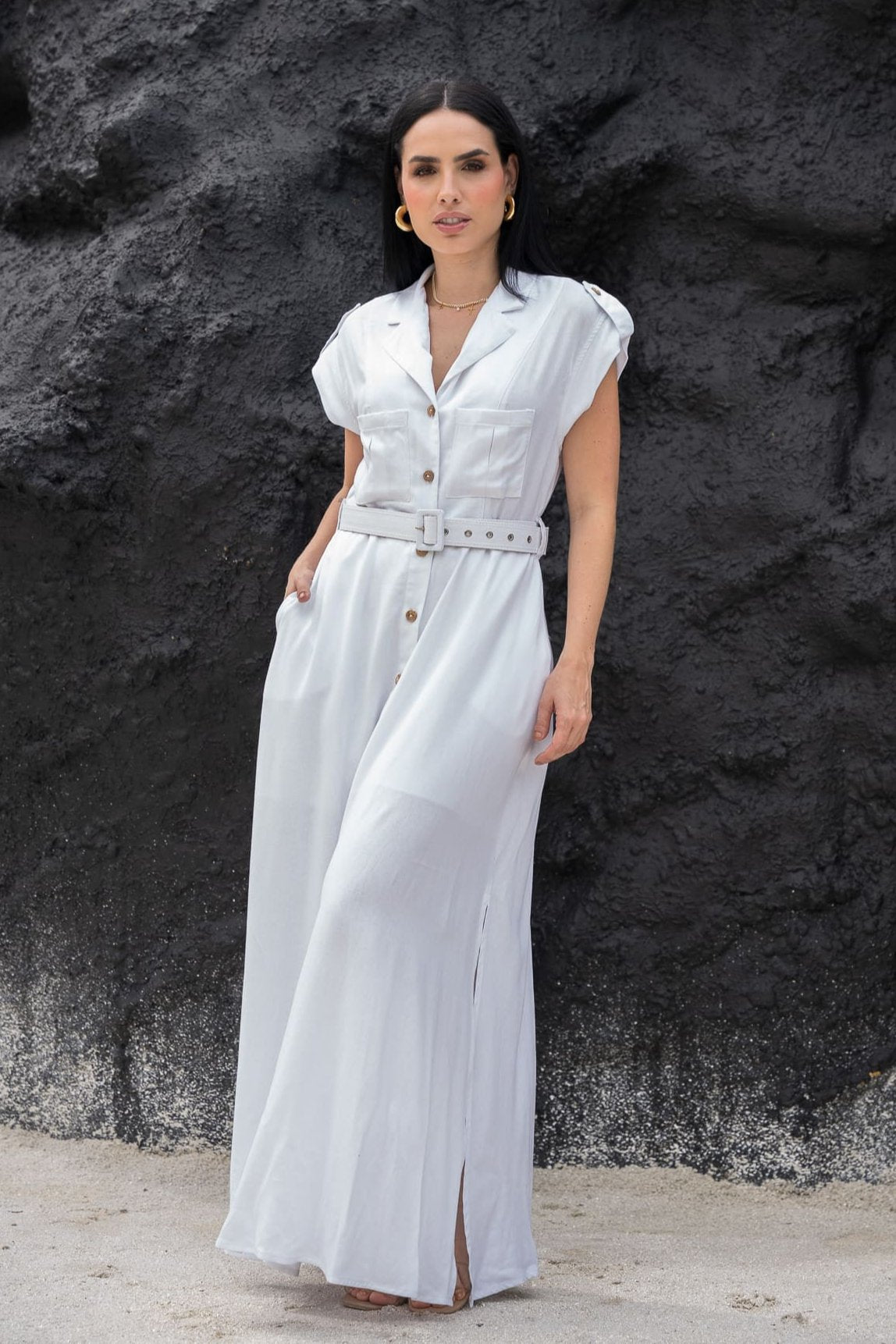 Vestido Blanco Derek Vestidos Largos Vestido Punto Blanco Cuello