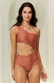 Body para mujer de un solo hombro - Terracota