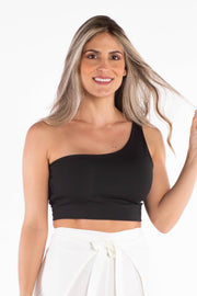 Croptop de un solo hombro - Negro