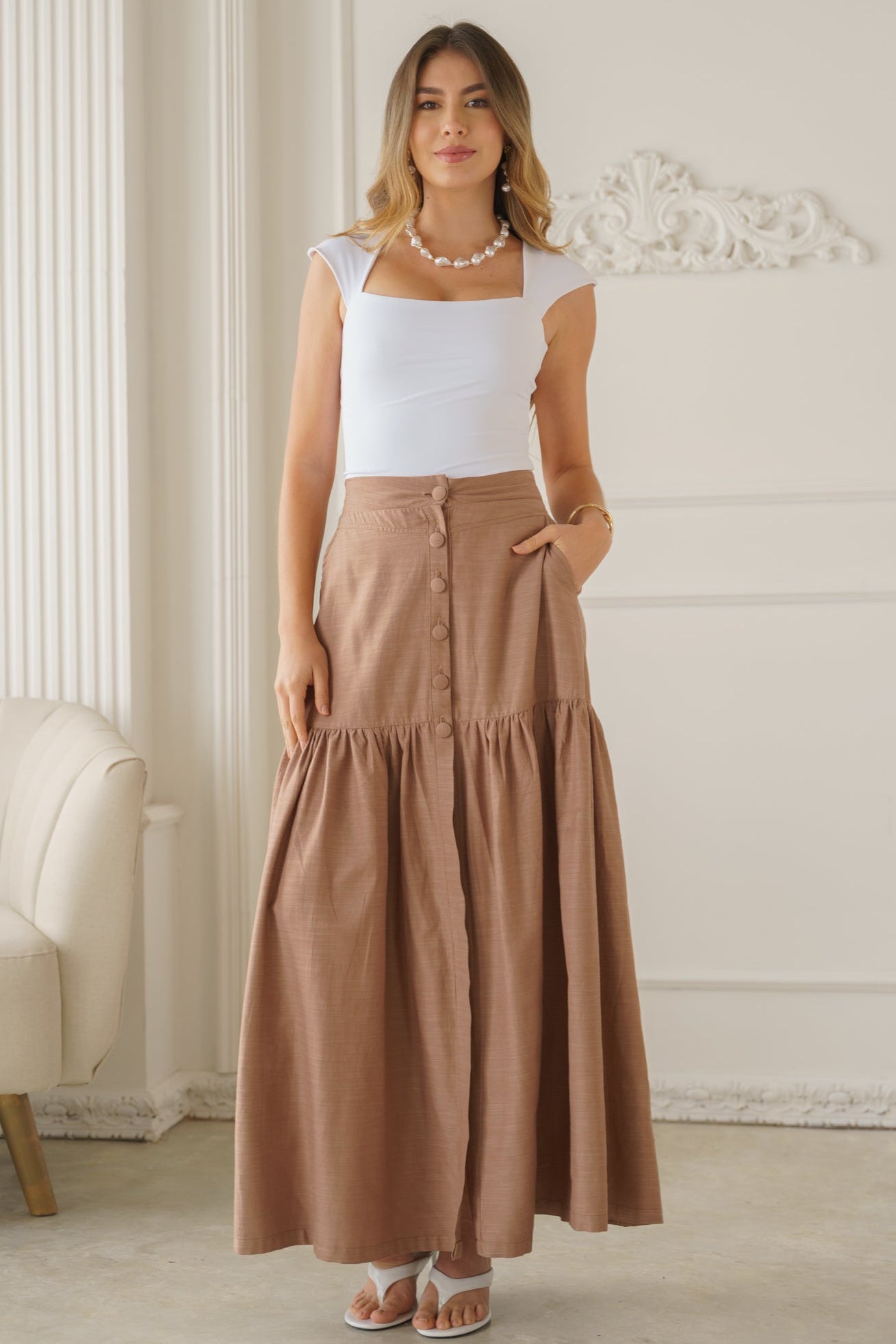 Falda Maxi con Botones - Itzel