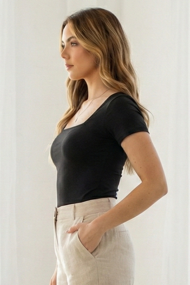 Blusa larga talla U - Negro