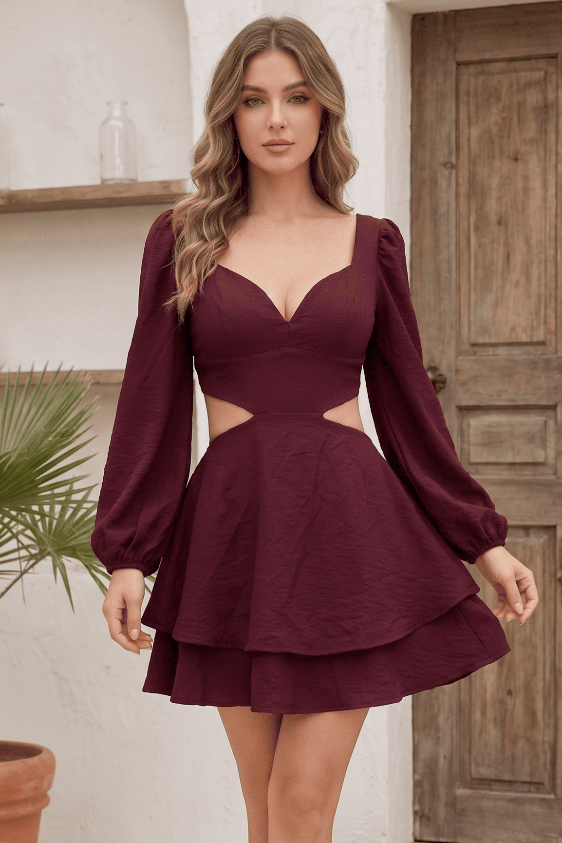 Vestido Corto de Mangas - Cristal