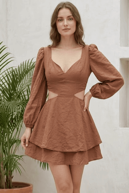 Vestido Corto de Mangas - Cristal