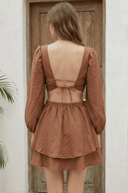 Vestido Corto de Mangas - Cristal
