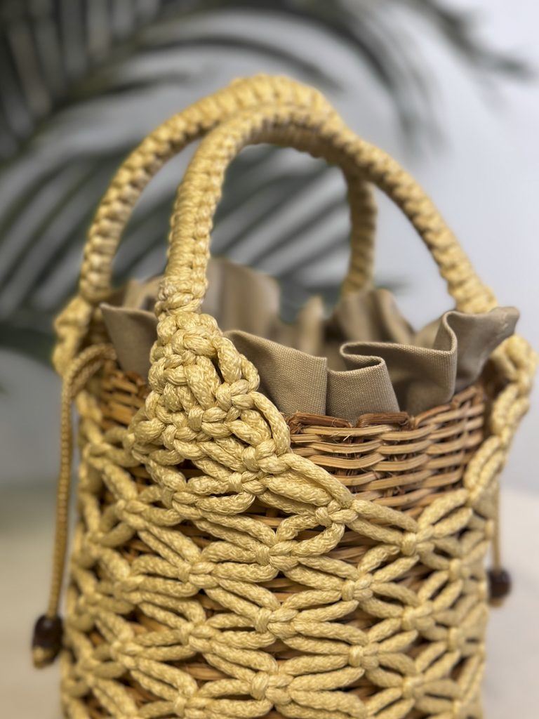 Bolso Cesta Macramé - Beige