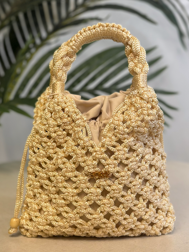 Bolso Macramé - Dorado