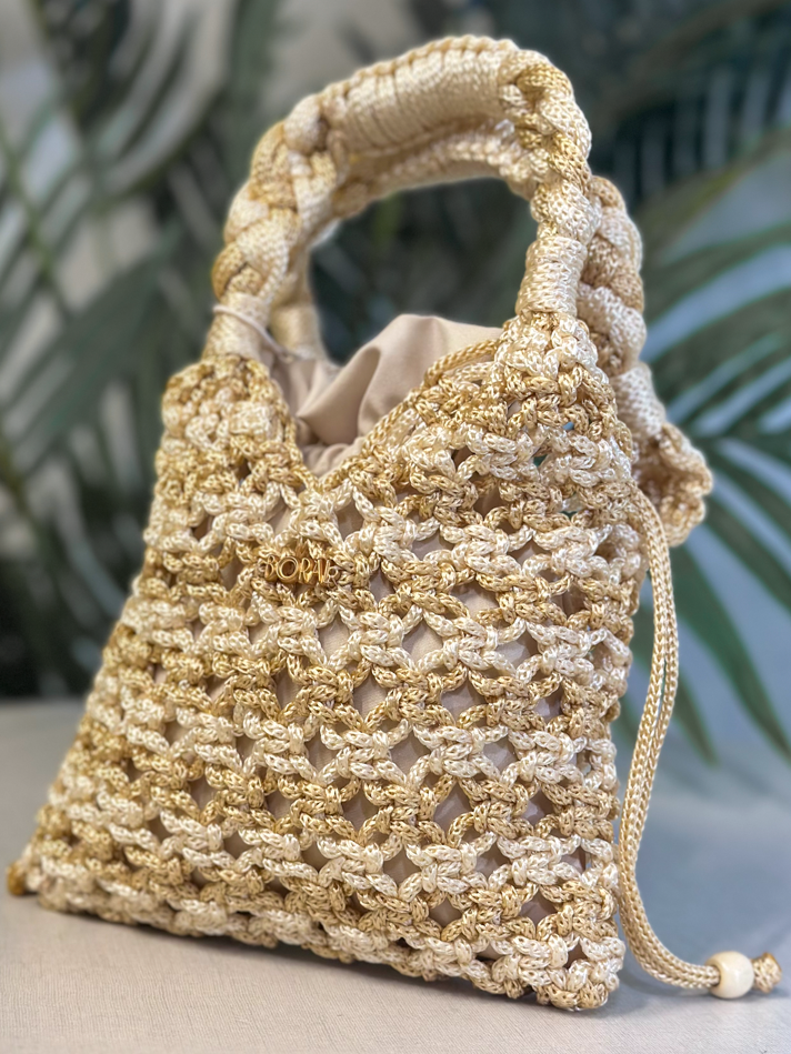 Bolso Macramé - Dorado Champagne