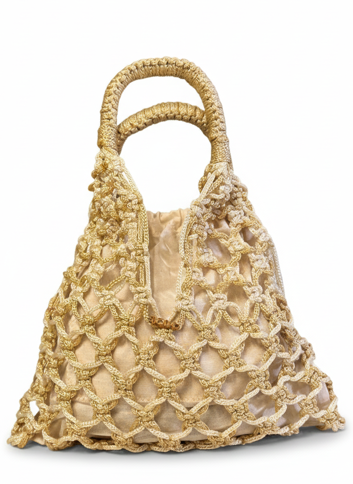 Bolso Macramé - Champagne Dorado