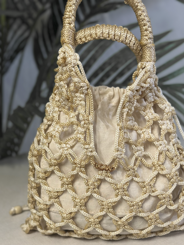 Bolso Macramé - Champagne Dorado