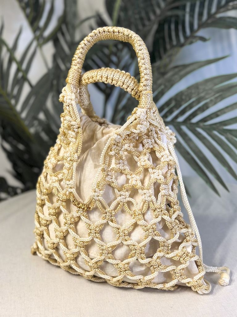 Bolso Macramé - Champagne Dorado