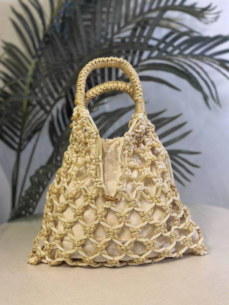 Bolso Macramé - Champagne Dorado
