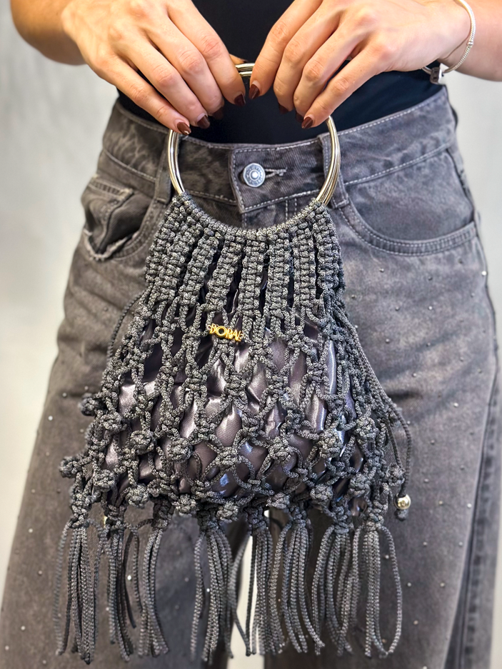 Bolso Macramé - Gris
