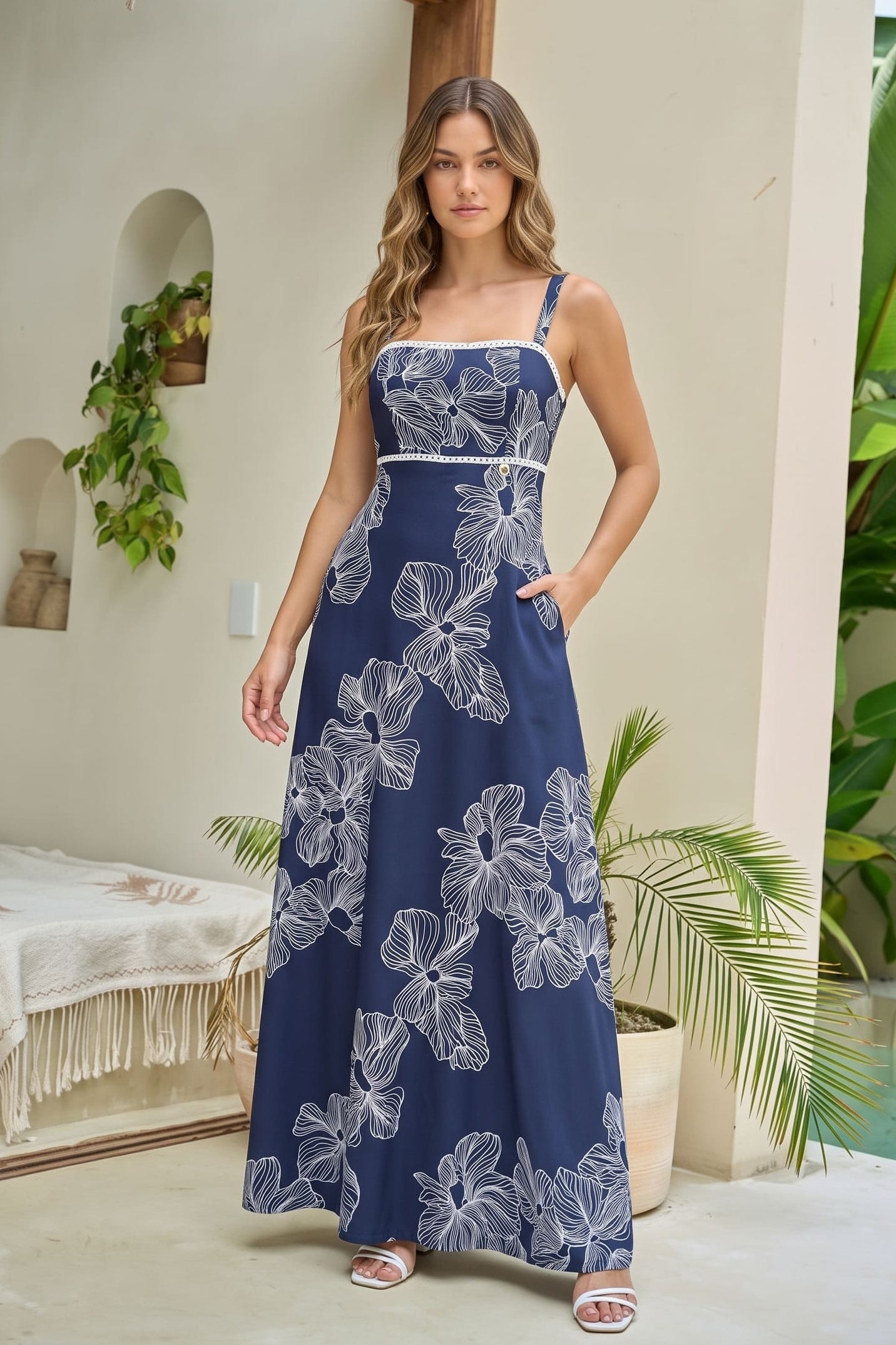 Vestido Largo Troya Azul