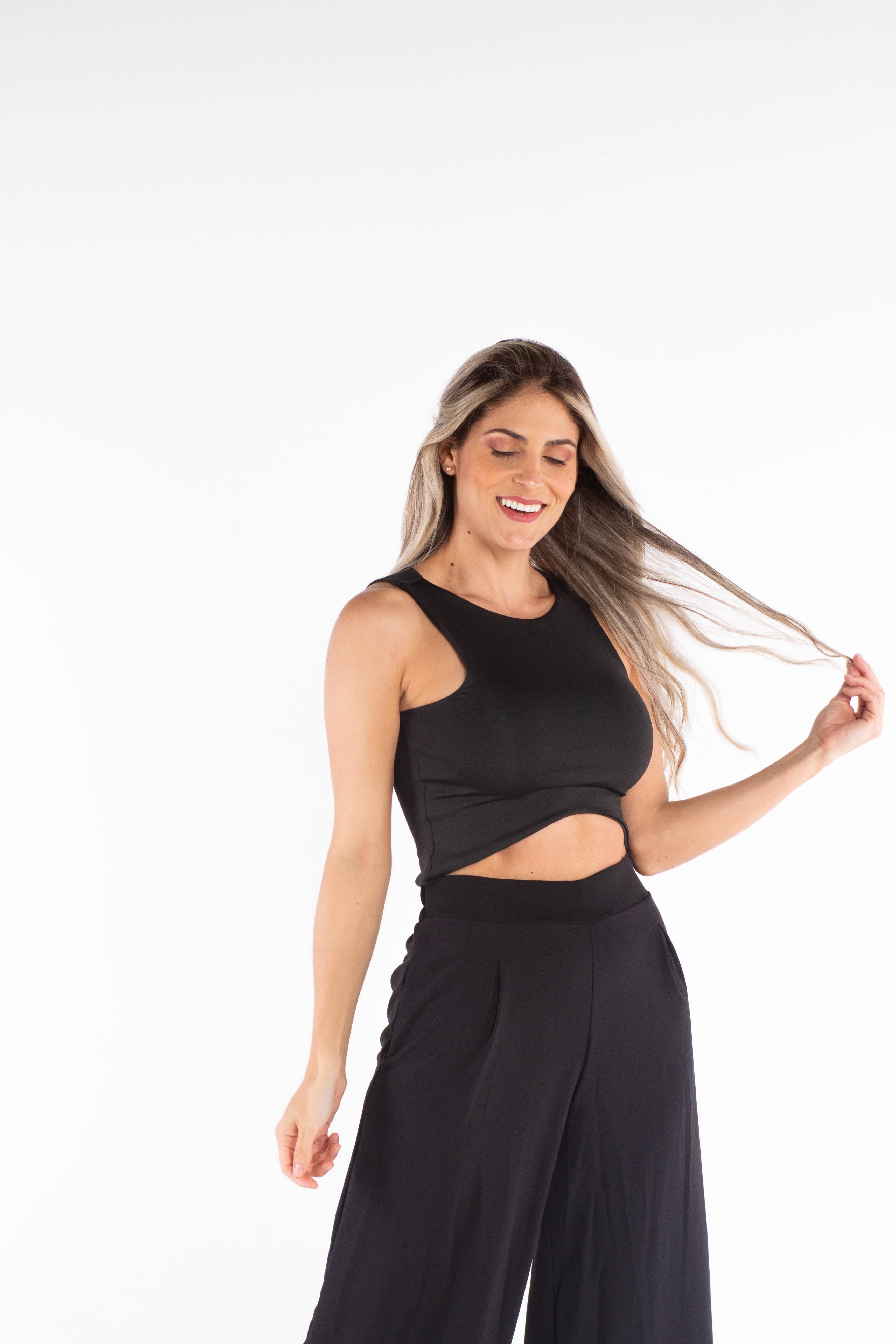 Croptop manga siza - Negro