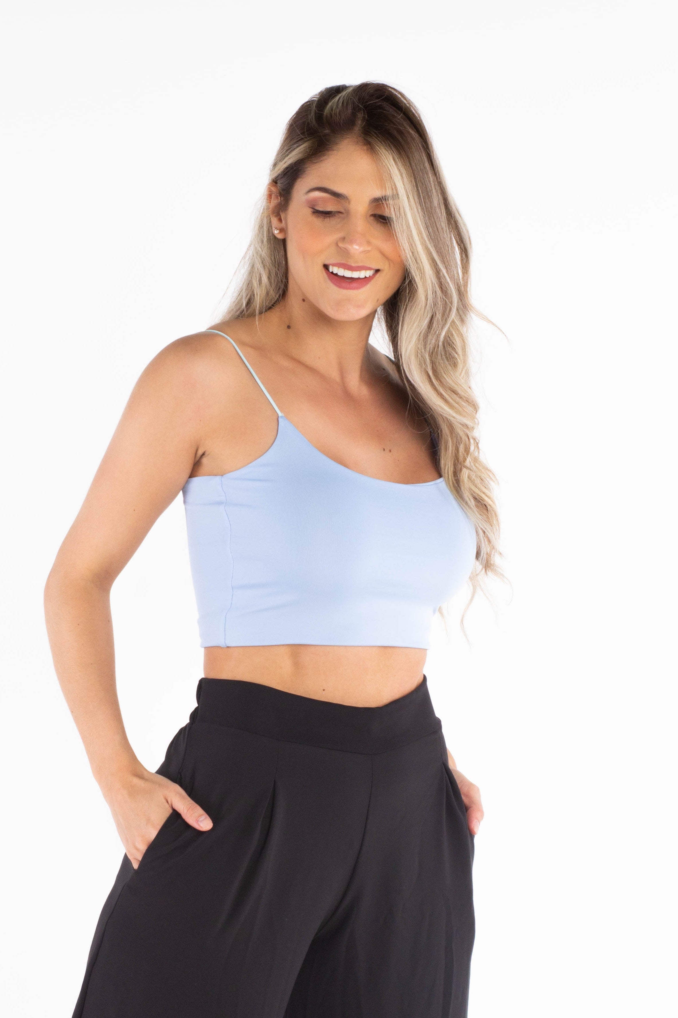 Croptop con tiras delgadas - Azul