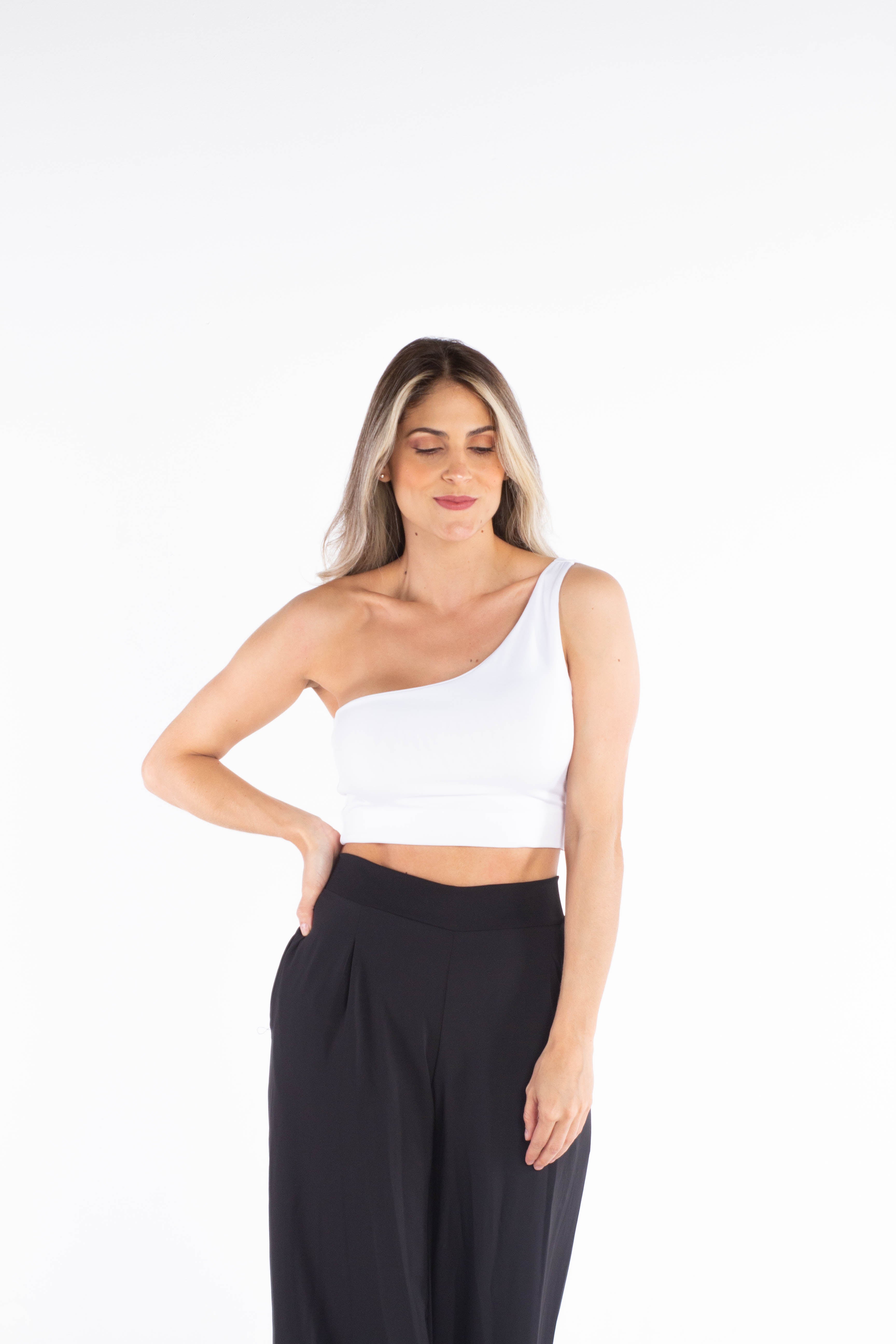 Croptop de un solo hombro - Blanco
