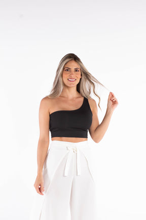 Croptop de un solo hombro - Negro